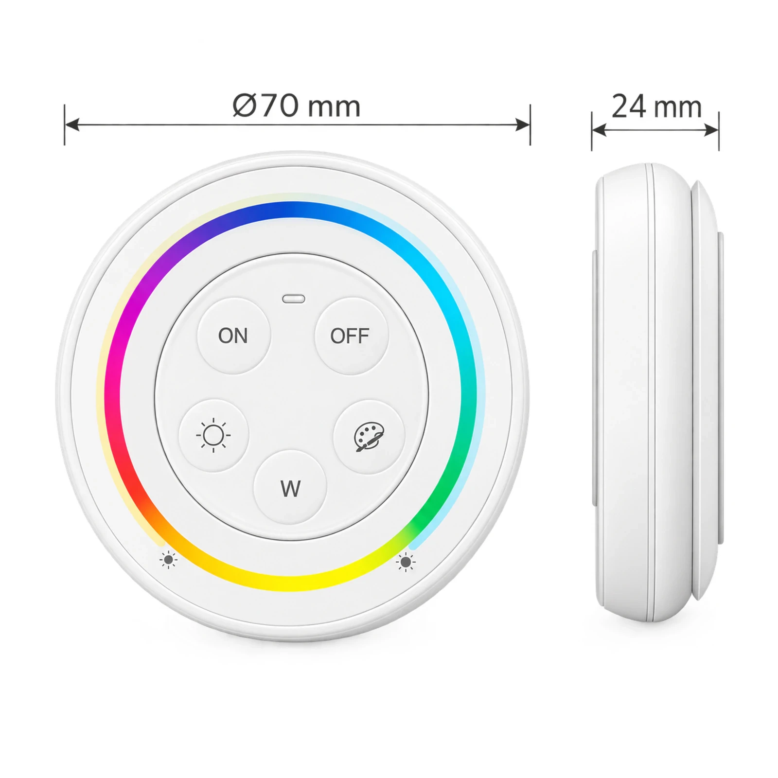 MiBoxer S2 biały – okrągły pilot RGB+CCT, 2,4 GHz – wymiary