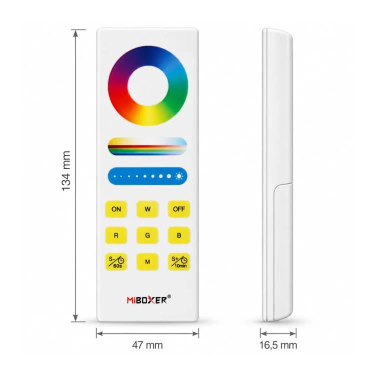 MiBoxer FUT088 biały – wymiary 134 × 47 × 16,5 mm