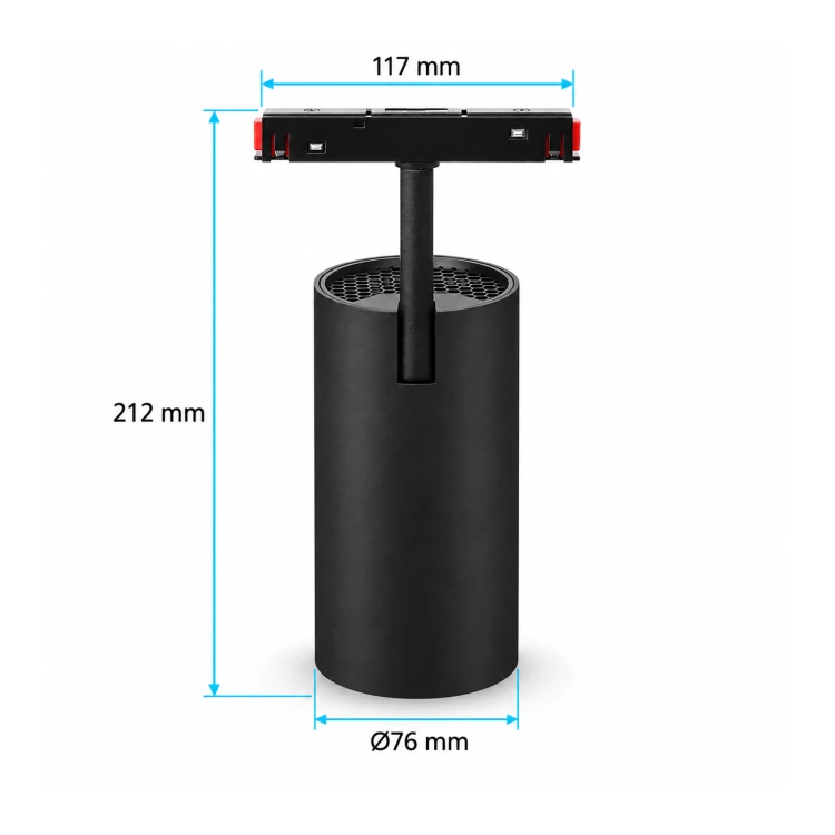 MiBoxer MS5-25B-ZR – wymiary 212 mm i Ø76 mm