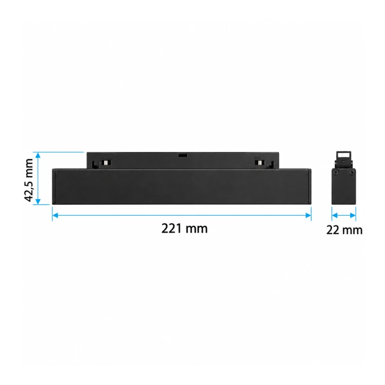 MiBoxer MG2-10N-ZL – wymiary 221 × 42,5 × 22 mm