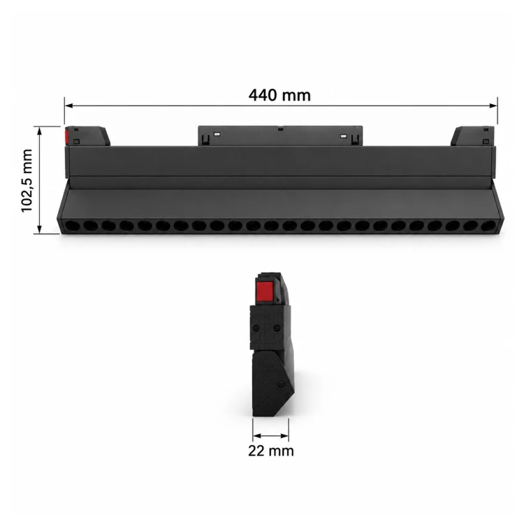 MiBoxer MG5-12F-ZL – wymiary 440 × 102,5 × 22 mm