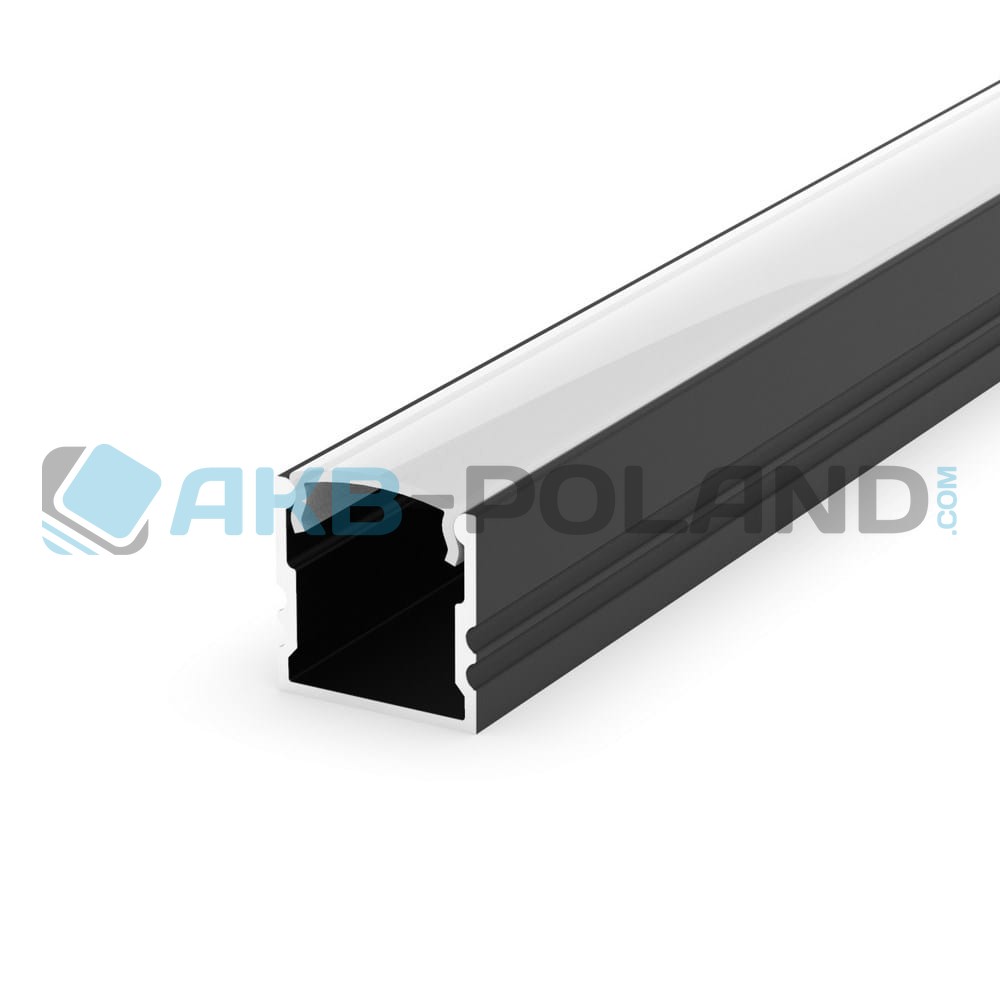 Profil LED ALU Mini Głęboki 2m + klosz | czarny