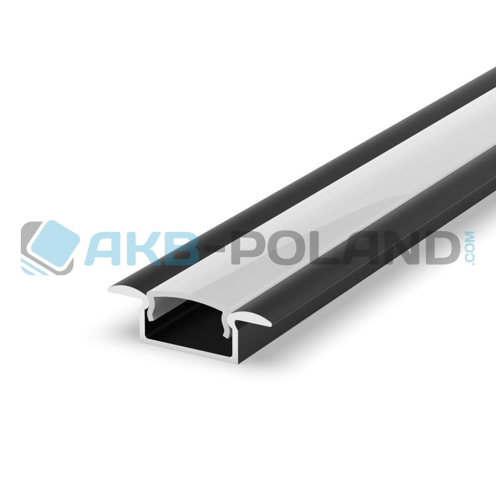 Profil LED ALU Wpuszczany 1m + klosz | czarny