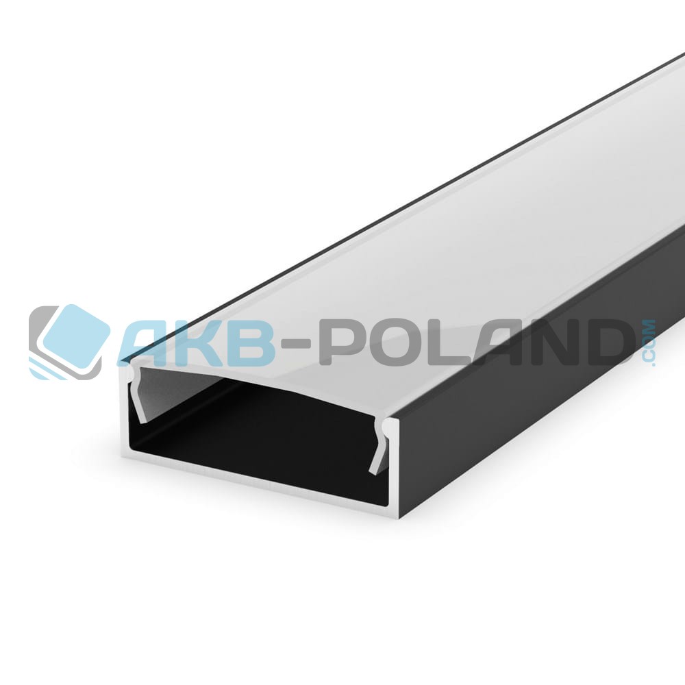 Profil LED ALU Szeroki DUO 1m + klosz | czarny