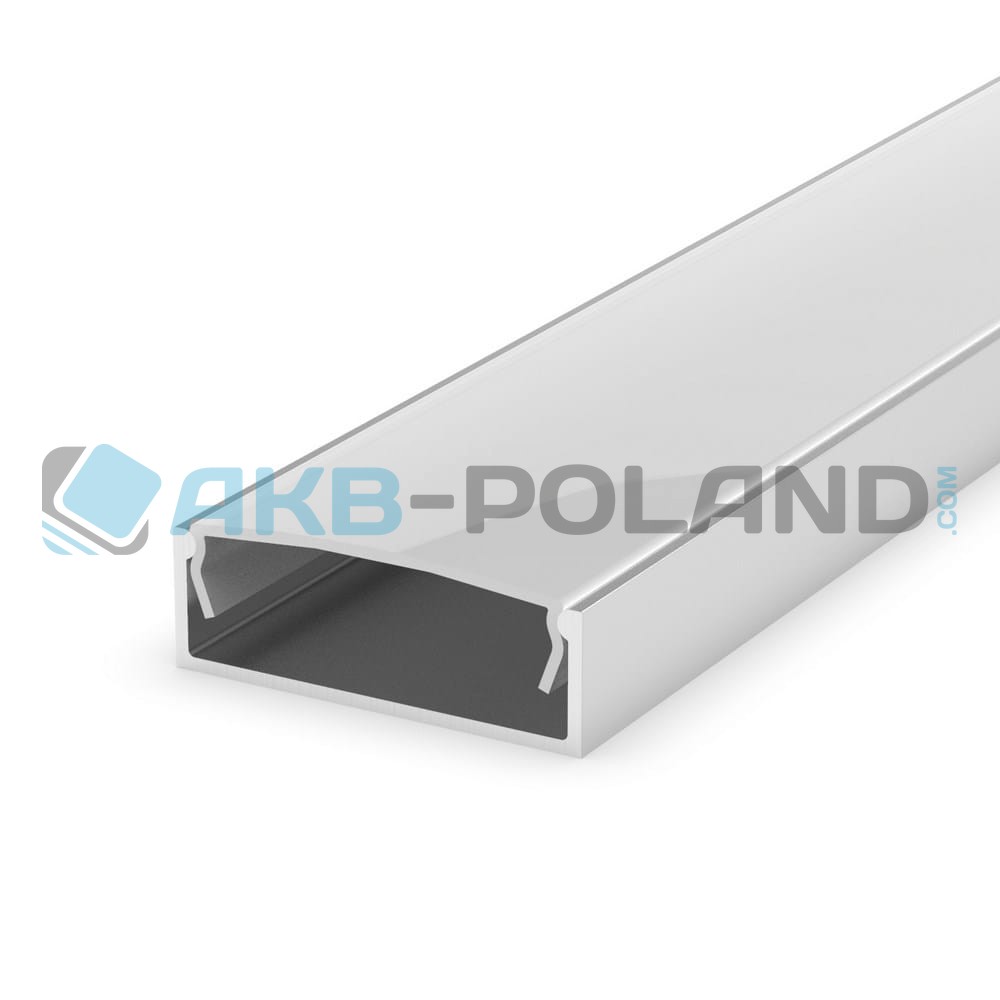 Profil LED ALU Szeroki DUO 1m + klosz | srebrny