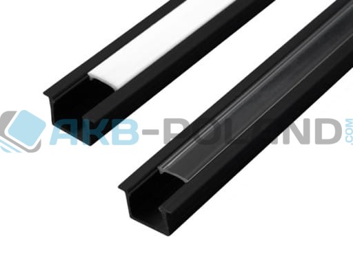 Profil LED Wpuszczany 1m + klosz | czarny