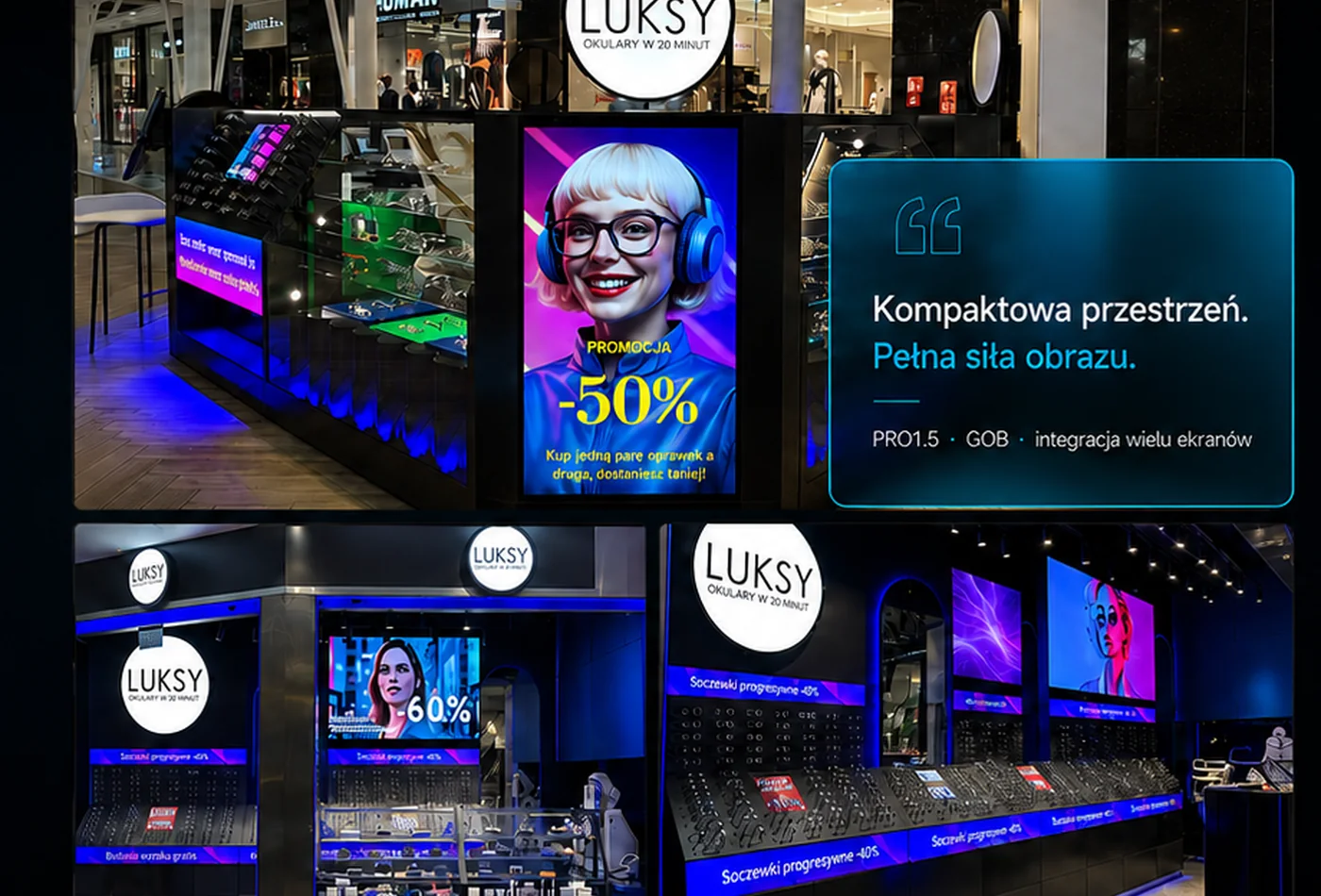 LUKSY — wyspy i mniejsze lokale z ekranami LED
